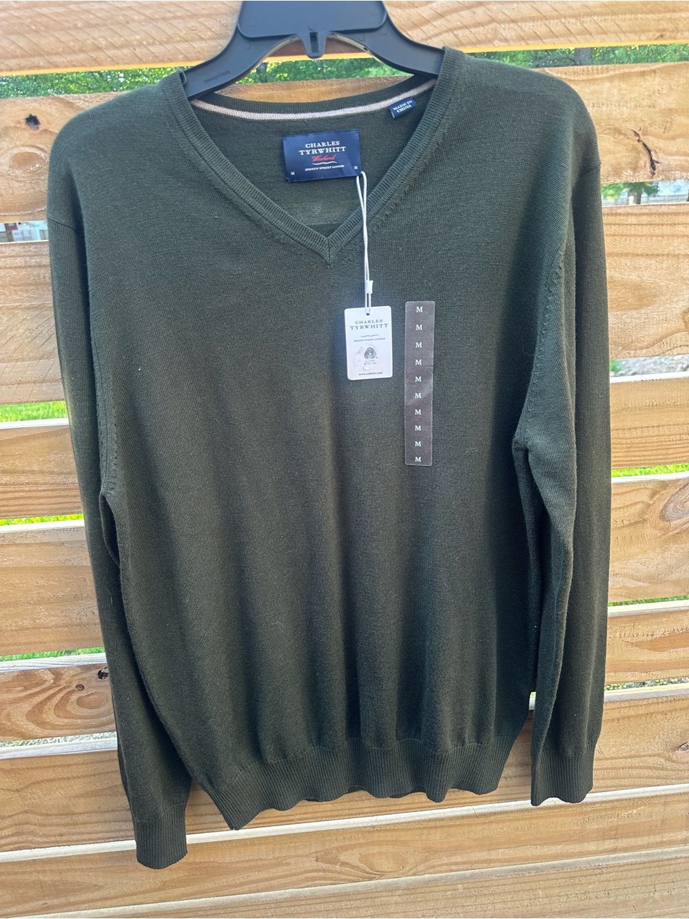 Charles Tyrwhitt V-Neck Sweater in Olive